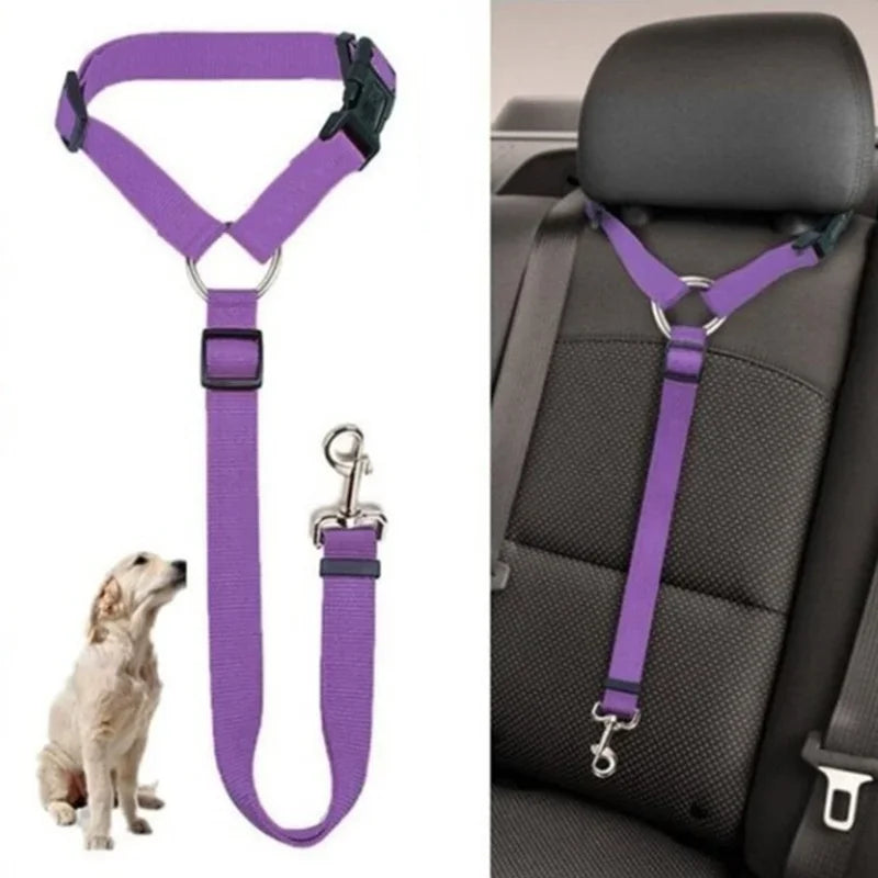 Durable Nylon Lead Leash  Dog Harness TwoinOne Adjustable Pet Car Seat Belt for Safe Backseat Tr