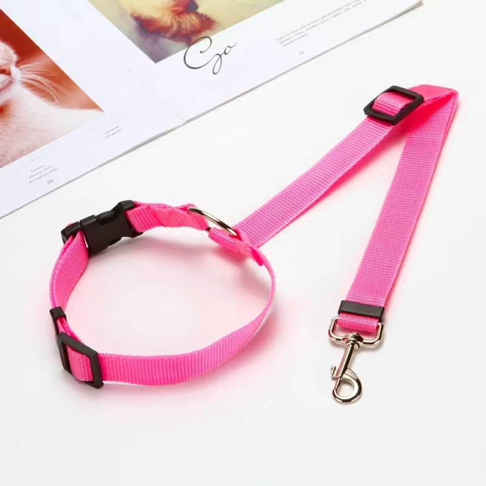 Durable Nylon Lead Leash  Dog Harness TwoinOne Adjustable Pet Car Seat Belt for Safe Backseat Tr