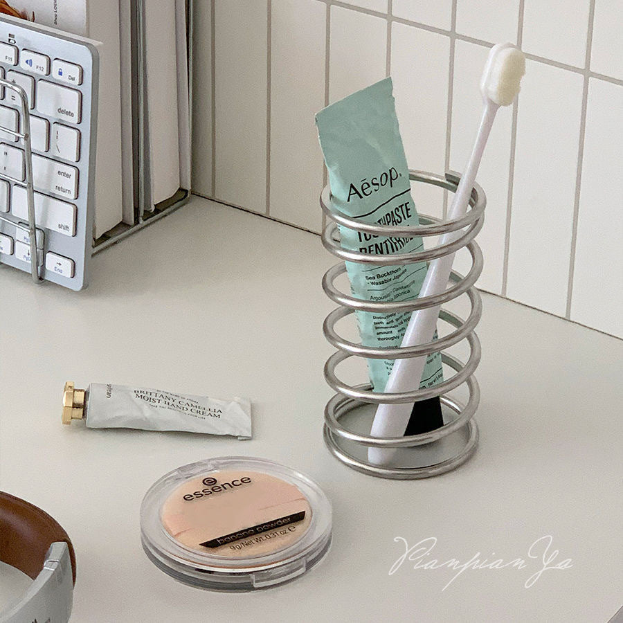 Stainless Steel Toothbrush Holder Metal Bathroom Organizer for Toothpaste  Makeup Brush Storage
