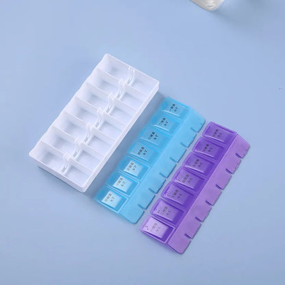 New Weekly Pill Organizer Portable 7Day Travel Pill Case with 14 Grids for Vitamins Medicine  Fi