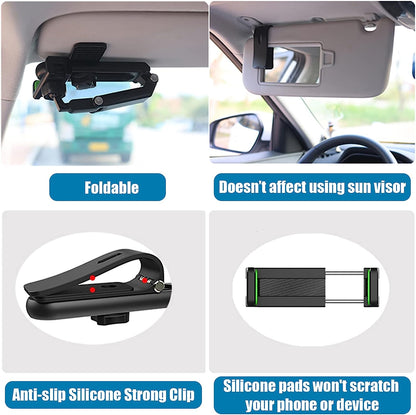 Sun Visor Phone Holder for Car 360 Rotating Universal Phone Mount for iPhone  Android Multi Purpose