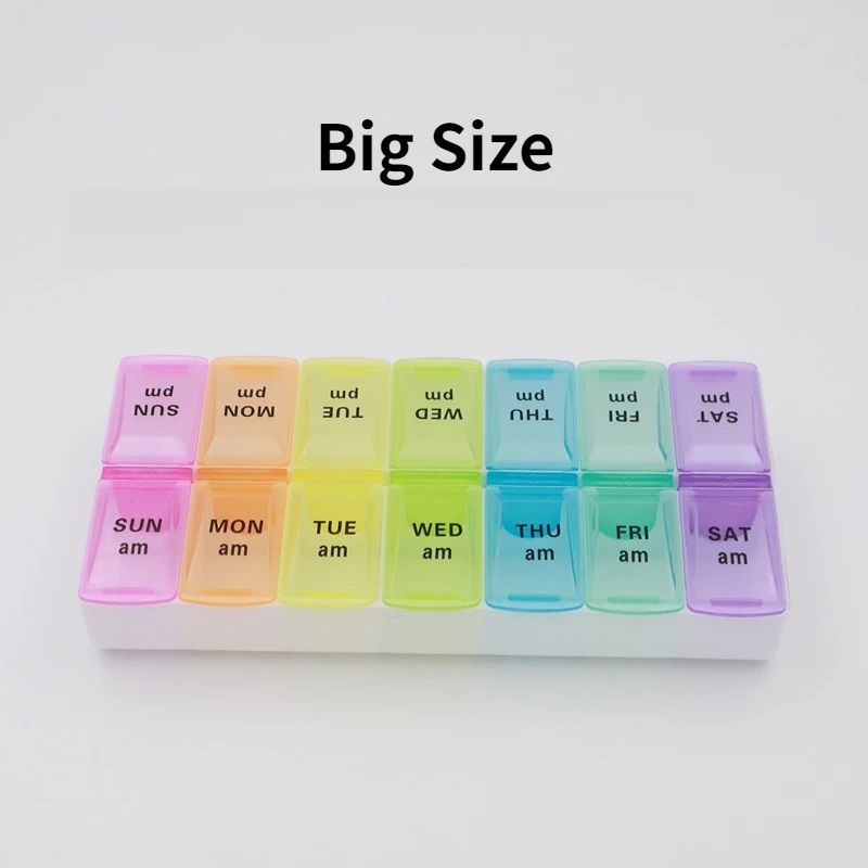 New Weekly Pill Organizer Portable 7Day Travel Pill Case with 14 Grids for Vitamins Medicine  Fi