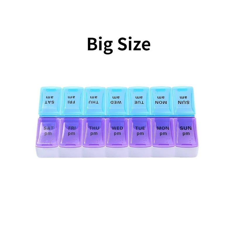 New Weekly Pill Organizer Portable 7Day Travel Pill Case with 14 Grids for Vitamins Medicine  Fi