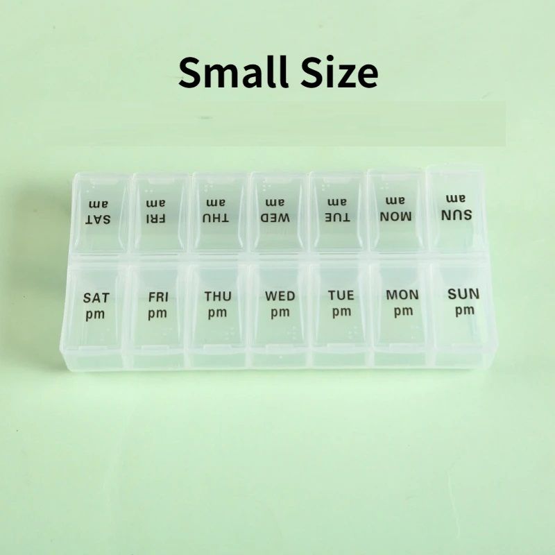 New Weekly Pill Organizer Portable 7Day Travel Pill Case with 14 Grids for Vitamins Medicine  Fi