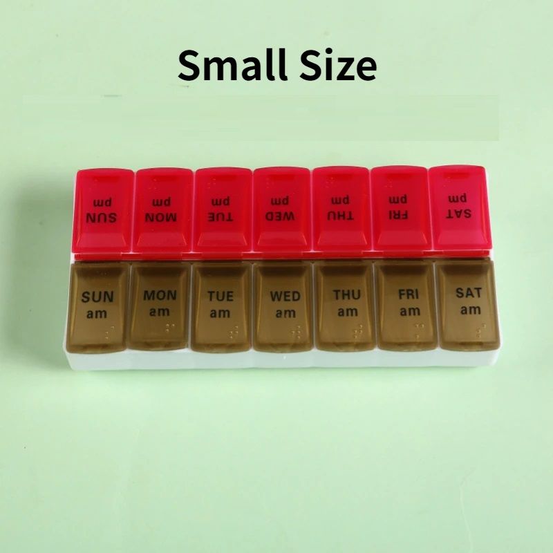 New Weekly Pill Organizer Portable 7Day Travel Pill Case with 14 Grids for Vitamins Medicine  Fi