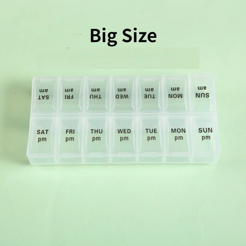 New Weekly Pill Organizer Portable 7Day Travel Pill Case with 14 Grids for Vitamins Medicine  Fi