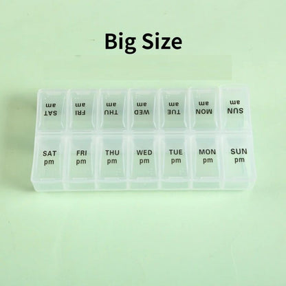 New Weekly Pill Organizer Portable 7Day Travel Pill Case with 14 Grids for Vitamins Medicine  Fi