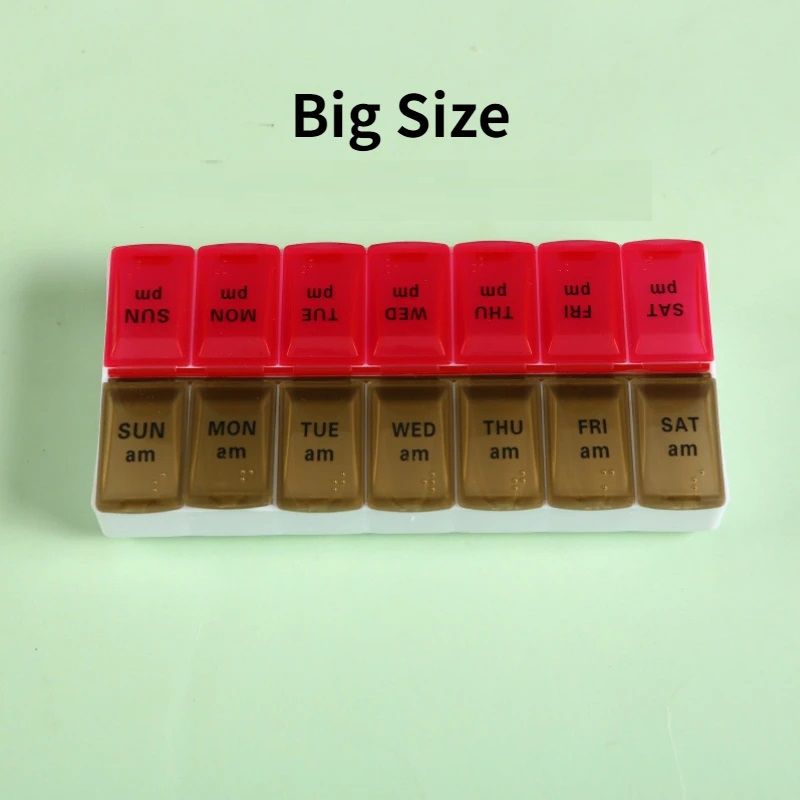 New Weekly Pill Organizer Portable 7Day Travel Pill Case with 14 Grids for Vitamins Medicine  Fi