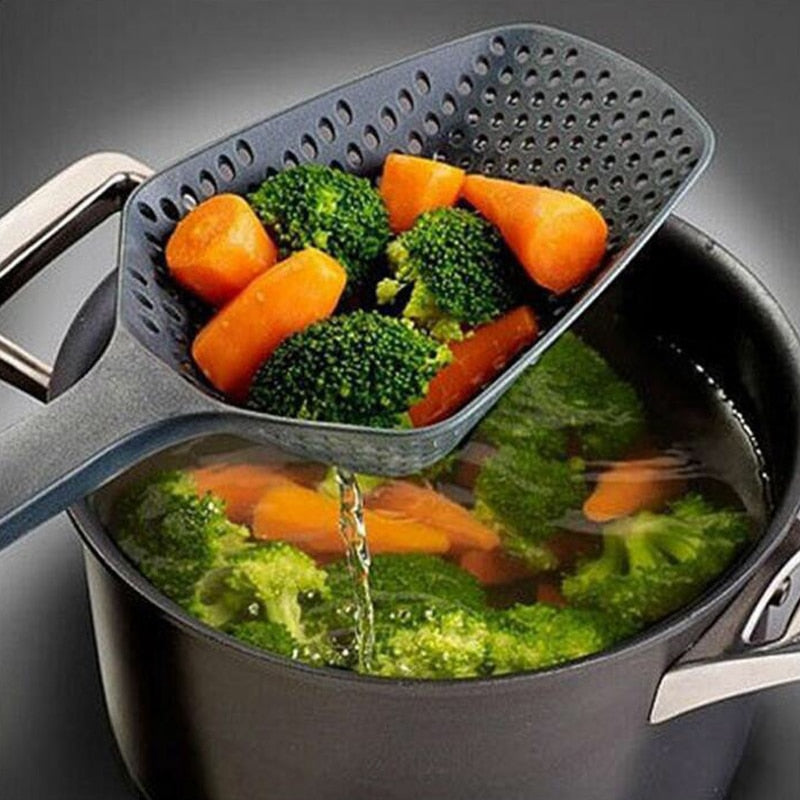 Kitchen Strainer Spoon, Professional Oil Draining Tool for Deep Frying, Heavy Duty Food Filter with Ergonomic Handle