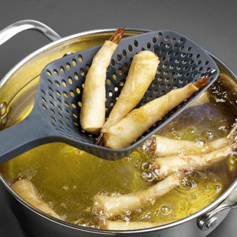 Kitchen Strainer Spoon Professional Oil Draining Tool For Deep Frying Heavy Duty Food Filter With E 2