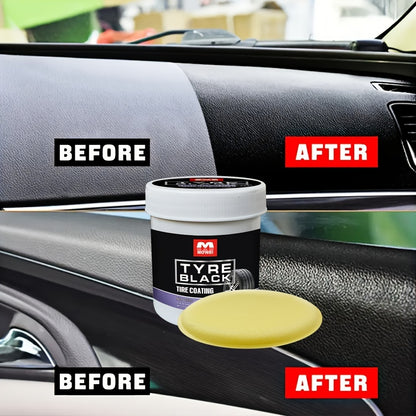 Tire Blackening Coating Wax Hydrating Luster & Protection, Anti Aging Tire Care with Sponge Applicator