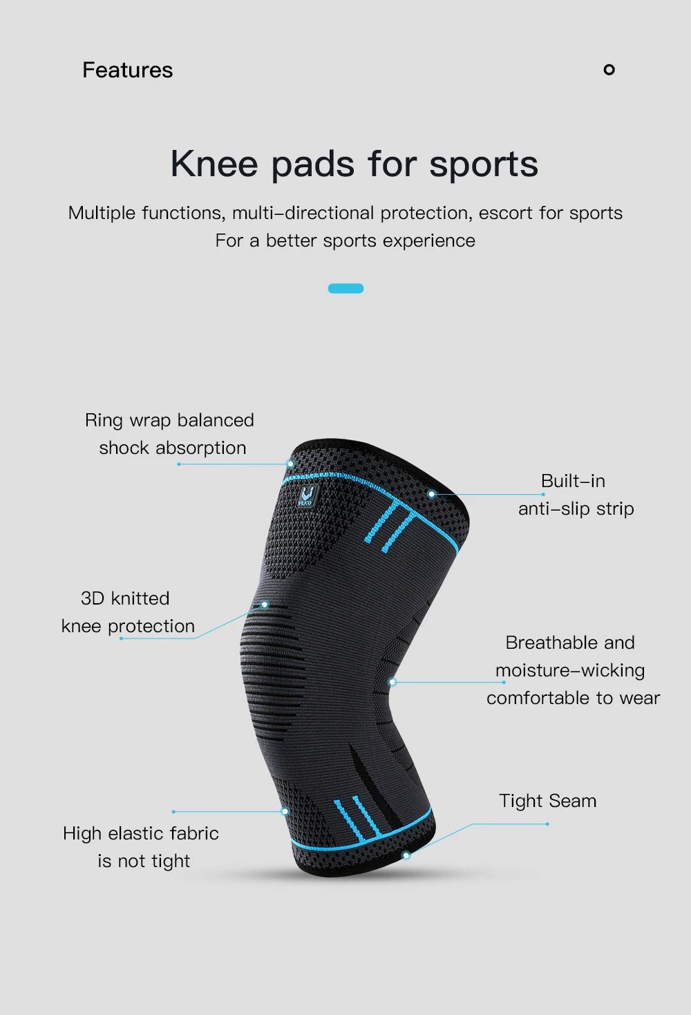 Breathable Knee Support Sleeve With Compression  Elastic Sports Knee Brace For Gym Running  Basketb