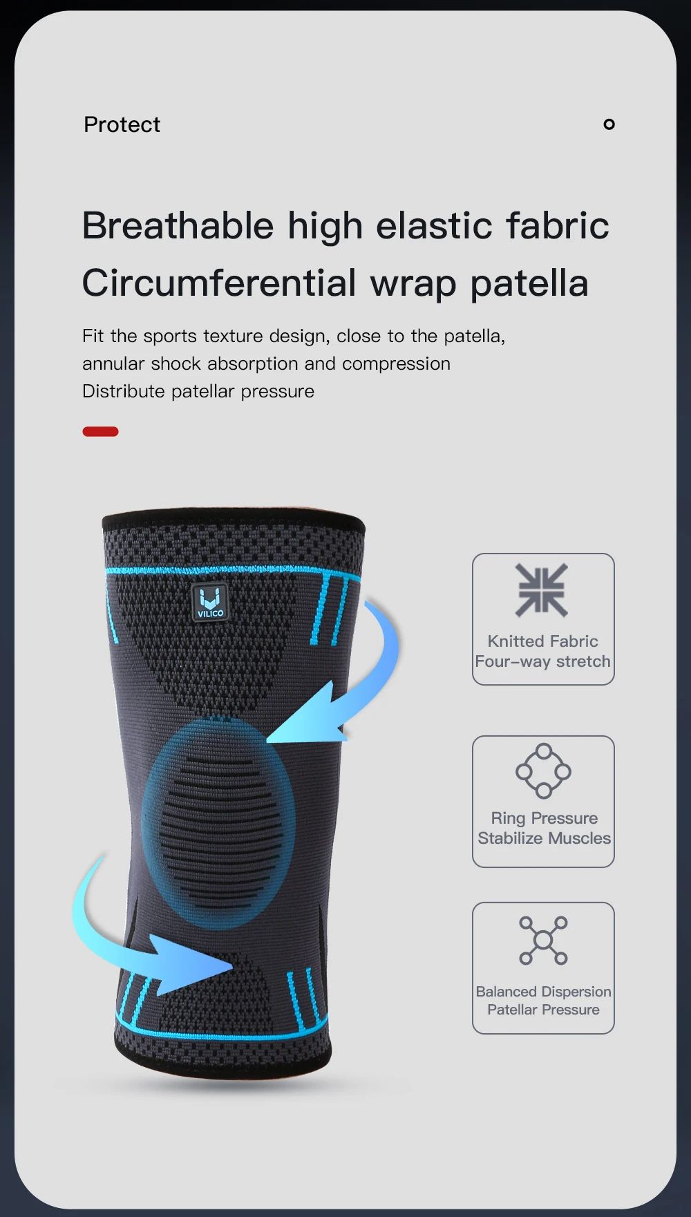Breathable Knee Support Sleeve With Compression  Elastic Sports Knee Brace For Gym Running  Basketb