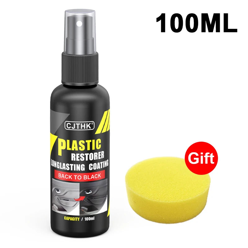 Premium Car Polish  Plastic Restorer Long Lasting Black Gloss Renewal For Auto Trim  Leather 6