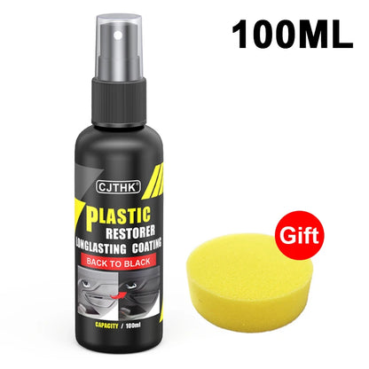 Premium Car Polish  Plastic Restorer Long Lasting Black Gloss Renewal For Auto Trim  Leather 6