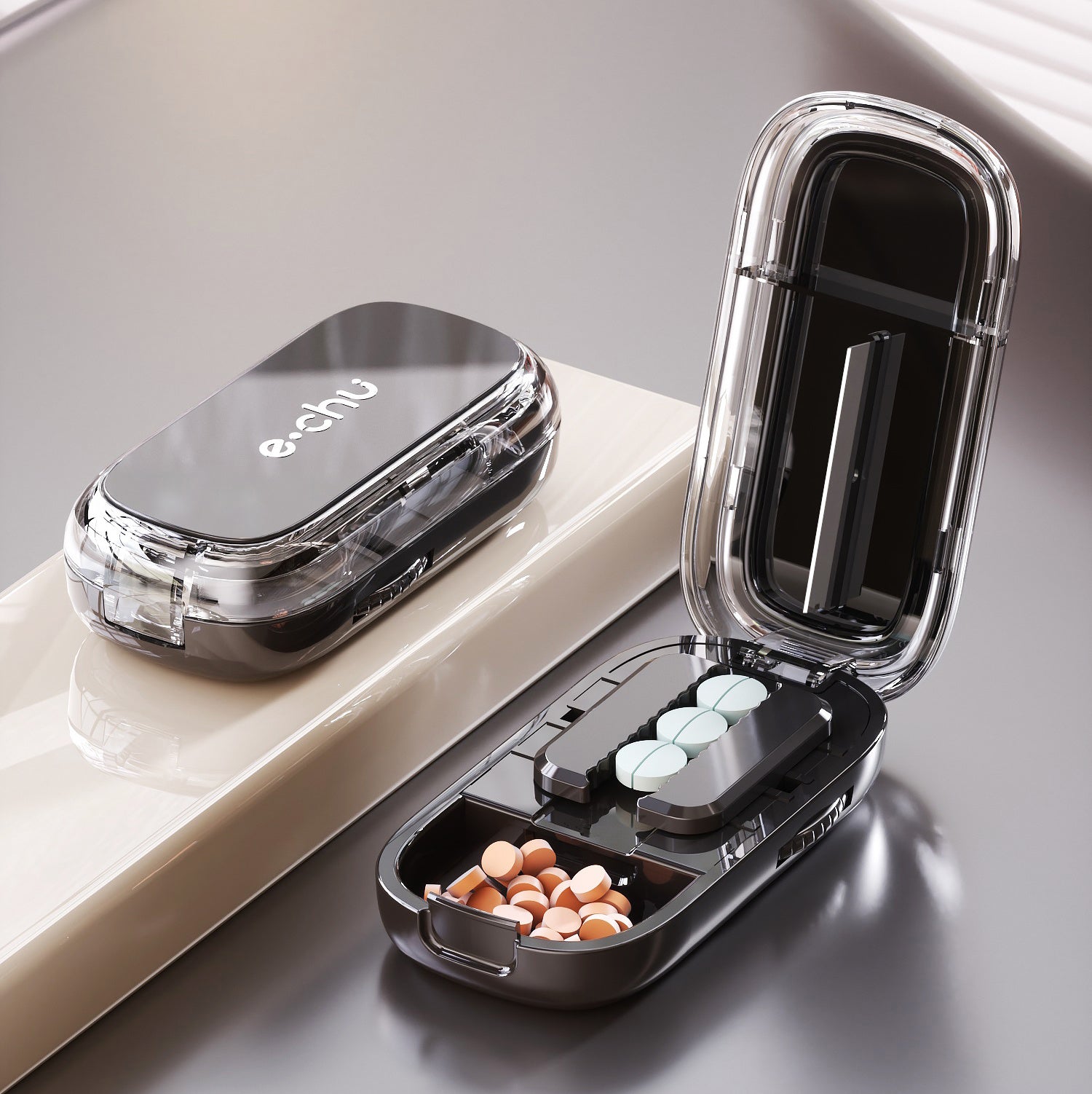 Newest Quartering Pill Cutter Storage Box Portable Drug Tablet Medicine Dustproof Divider Organizer 6