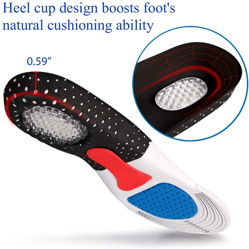Orthopedic Insoles Gel Arch Support Pads with Memory Foam for Running, Walking & Comfort Men & Women Shoe Inserts