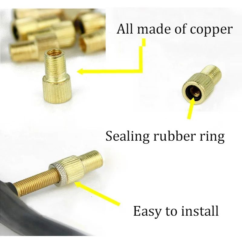 French Valve To American Valve Adapter HighQuality Bike Tire Converter Presta To Schrader Gold Adap