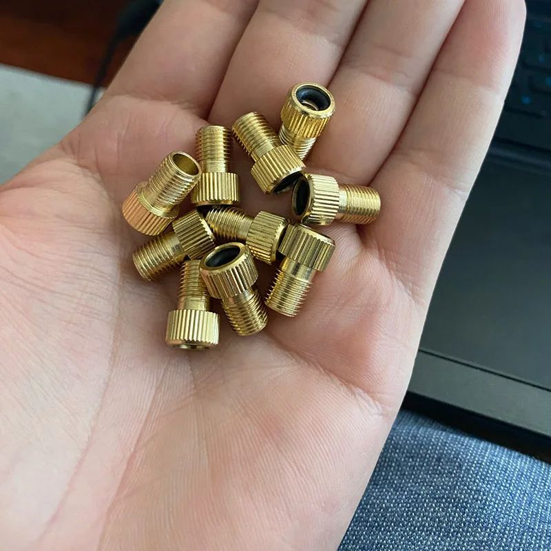 French Valve to American Valve Adapter, High-Quality Bike Tire Converter, Presta to Schrader Gold Adapter for Cycling