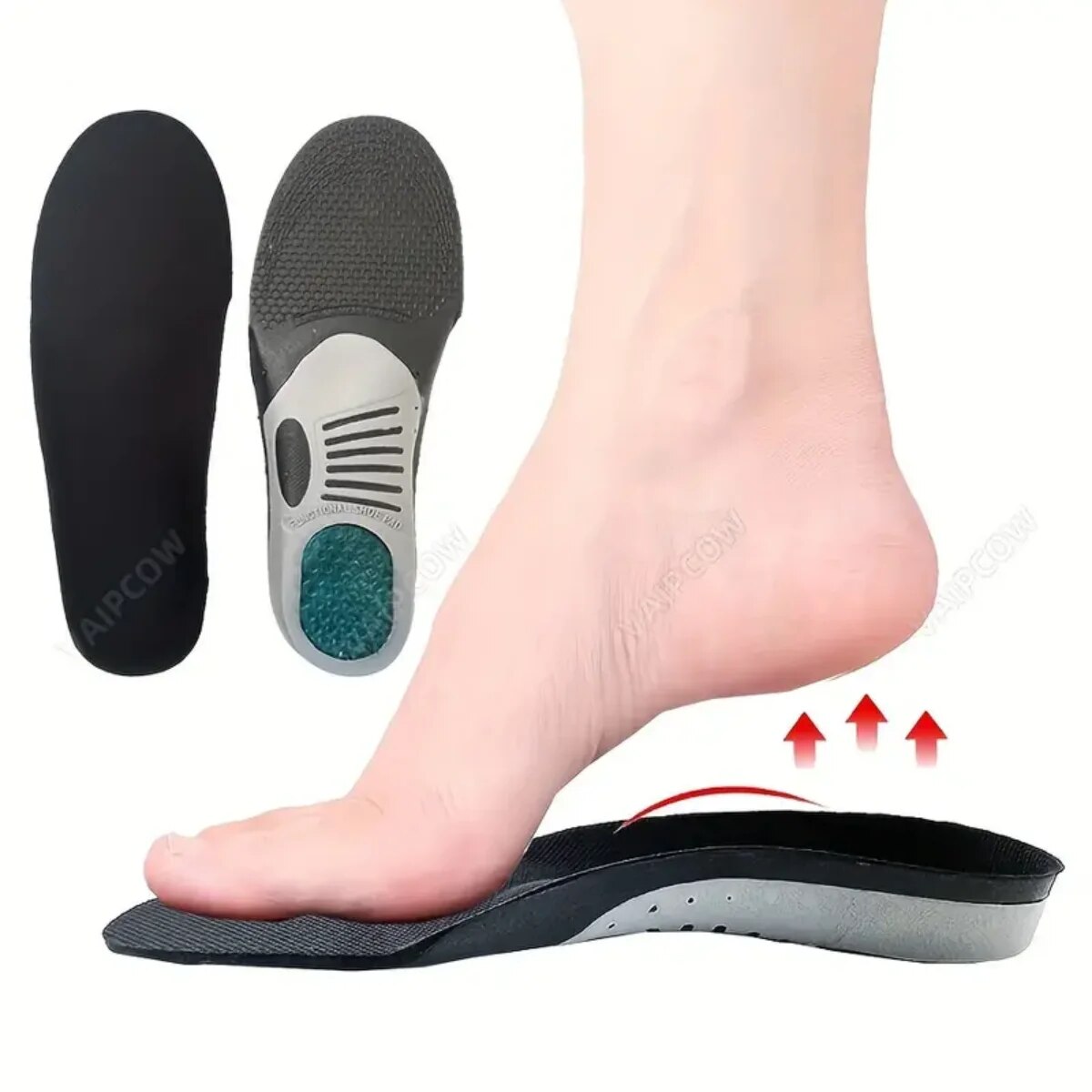 1 Pair Plantar Fasciitis Orthotic Shoe Inserts, Arch Support Gel Insoles for Athletic Running & Comfort