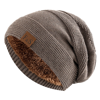 New Unisex Slouchy Winter Hats, Fur-Lined Warm Beanie Cap for Men & Women