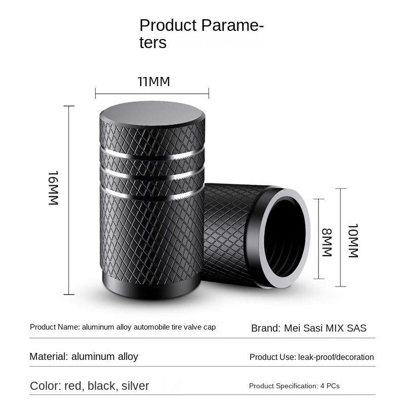 Car Tire Valve Stem Caps Durable Knurling Design Aluminum Air Valve Caps  Universal Wheel Stem Cov