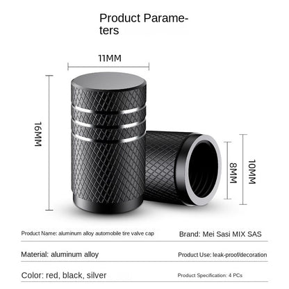 Car Tire Valve Stem Caps Durable Knurling Design Aluminum Air Valve Caps  Universal Wheel Stem Cov