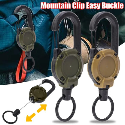 Heavy Duty Retractable Pull Reel Keychain Strong Steel Wire Rope with Carabiner Buckle  Spring Key