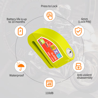 Motorcycle Bicycle Alarm Lock Anti Theft Disc Brake Lock With 120dB Alarm Vibration Sensor  Key Sec 1