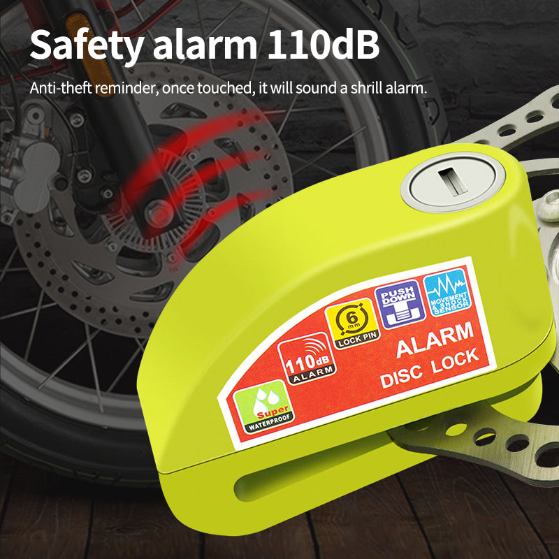 Motorcycle Bicycle Alarm Lock Anti Theft Disc Brake Lock With 120dB Alarm Vibration Sensor  Key Sec 2