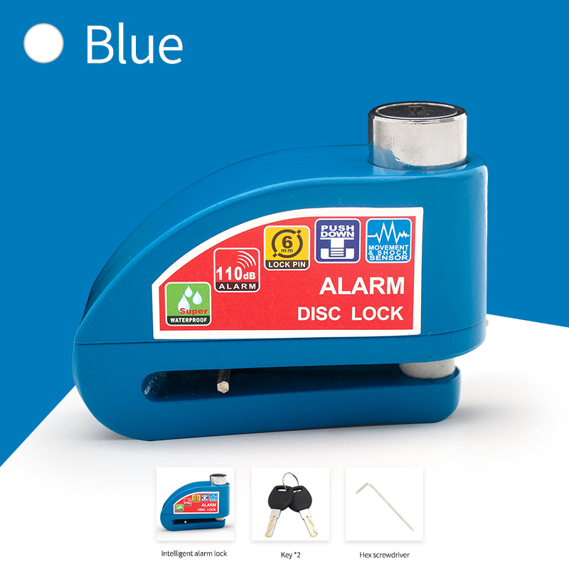 Motorcycle Bicycle Alarm Lock Anti Theft Disc Brake Lock With 120dB Alarm Vibration Sensor  Key Sec 7