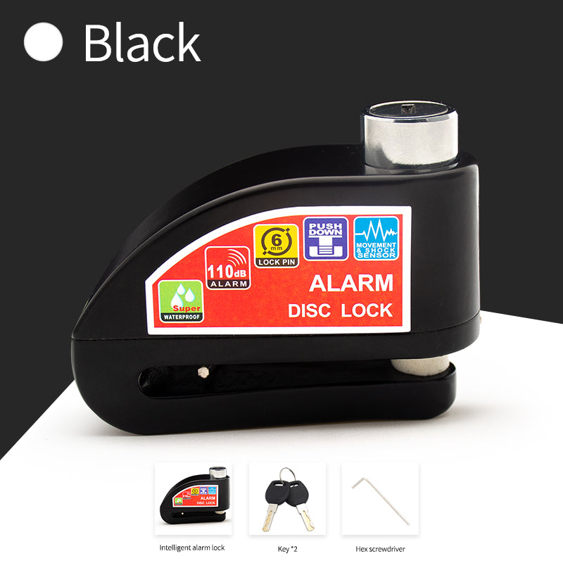 Motorcycle Bicycle Alarm Lock Anti Theft Disc Brake Lock With 120dB Alarm Vibration Sensor  Key Sec 9