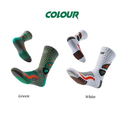 Towel Bottom Sport Socks For Men NonSlip High Cut Basketball Socks With Moisture Absorption 4
