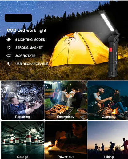 Rechargeable LED Work Light – Dimmable Inspection Torch with Magnetic Base & 18650 Battery