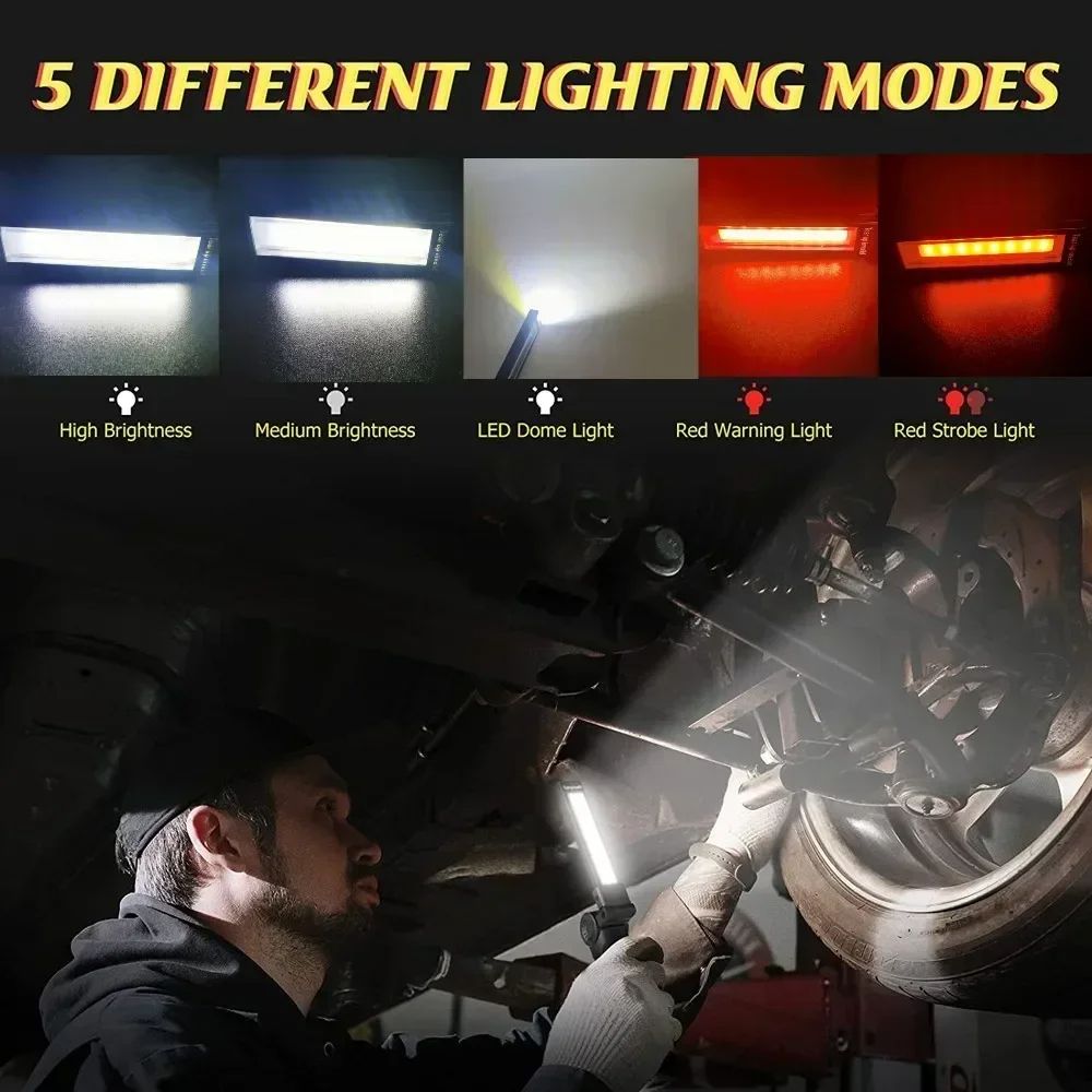 Rechargeable LED Work Light  Dimmable Inspection Torch With Magnetic Base  18650 Battery 2