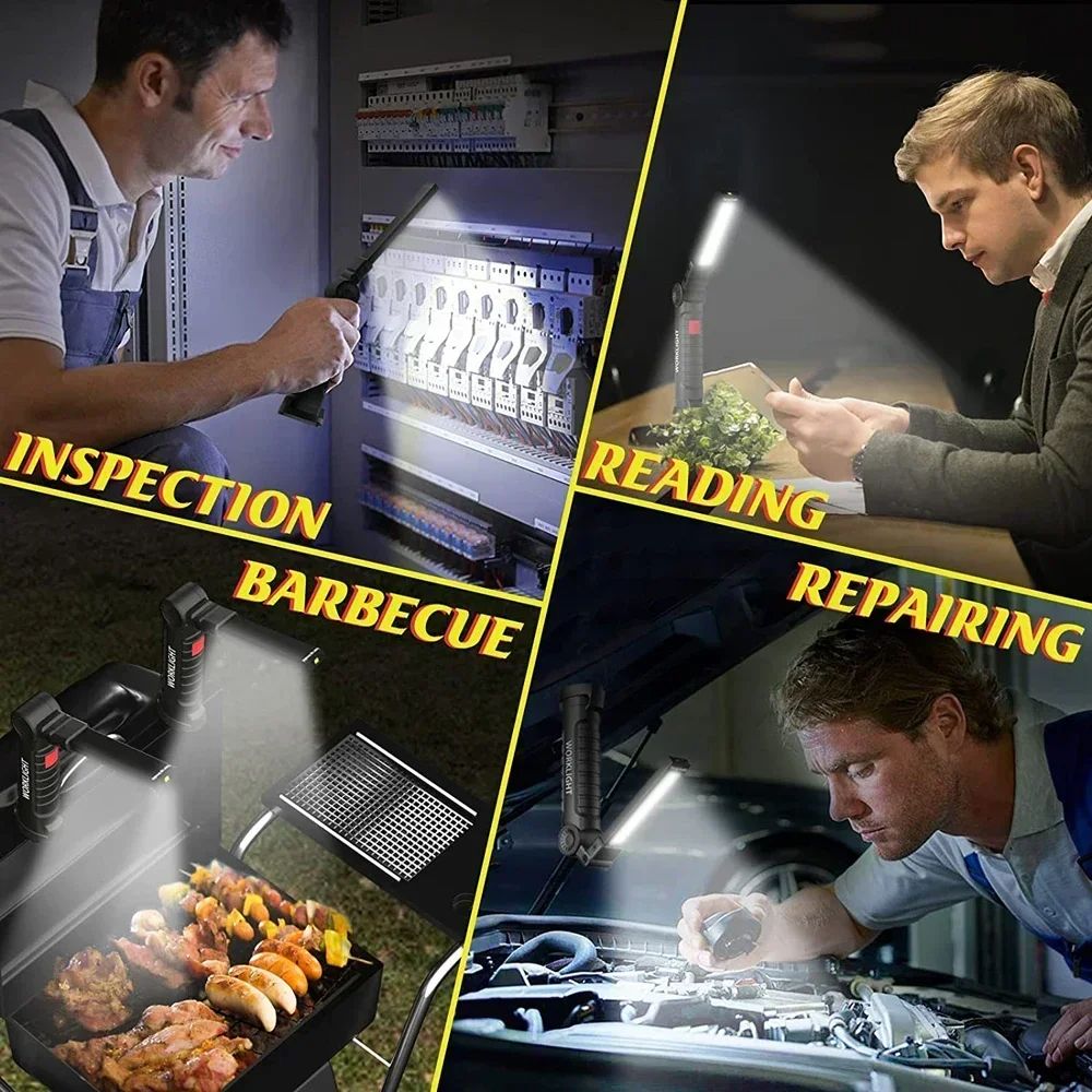 Rechargeable LED Work Light  Dimmable Inspection Torch With Magnetic Base  18650 Battery 6