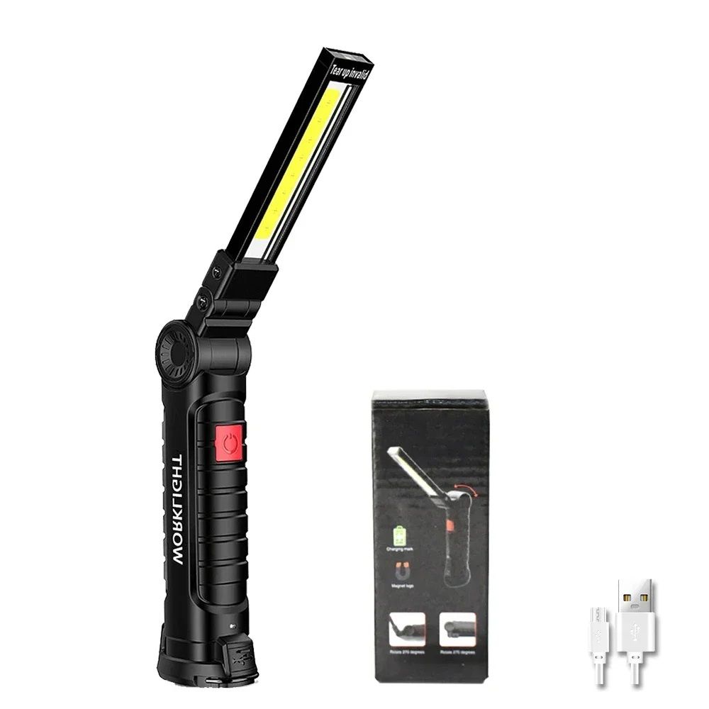 Rechargeable LED Work Light  Dimmable Inspection Torch With Magnetic Base  18650 Battery 12