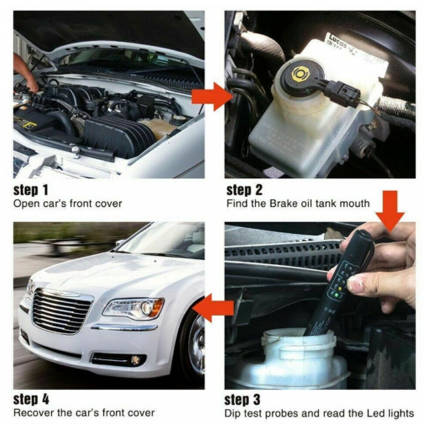 Universal Brake Fluid Tester, Accurate LED Indicator Oil Diagnostic Tool