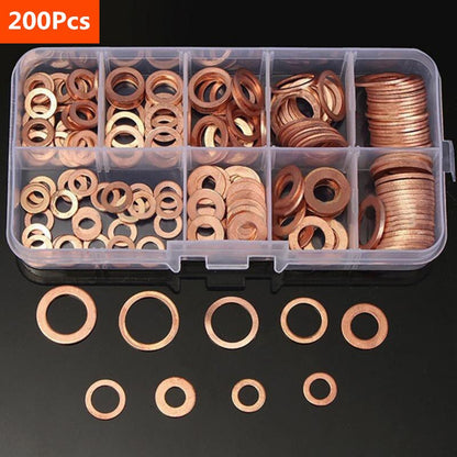 Copper Washer Gasket Set M8M10M12M14 Flat Ring Seal Assortment Kit For Bolts  Nuts 3