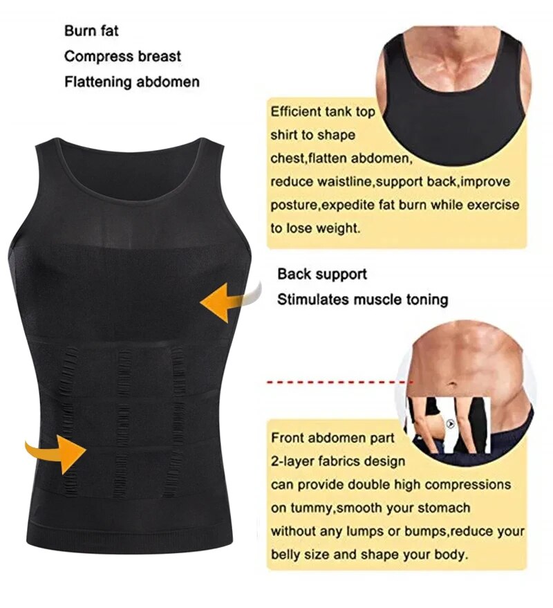 Slimming Compression Vest for Men Undershirt Shapewear Shirt for Belly Control & Tummy Tuck