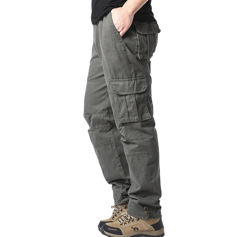 Men Pocket Loose Overalls Elastic Waist Pure Cotton Tactical Pants For Outdoor Sports  Work 5
