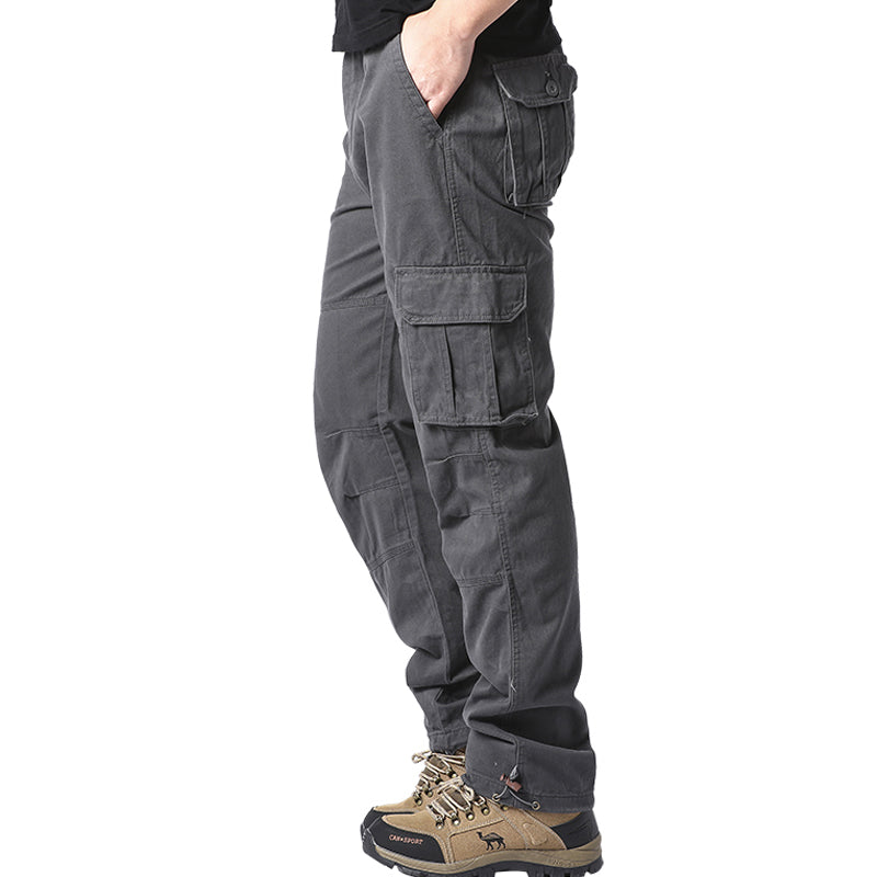 Men Pocket Loose Overalls Elastic Waist Pure Cotton Tactical Pants For Outdoor Sports  Work 7