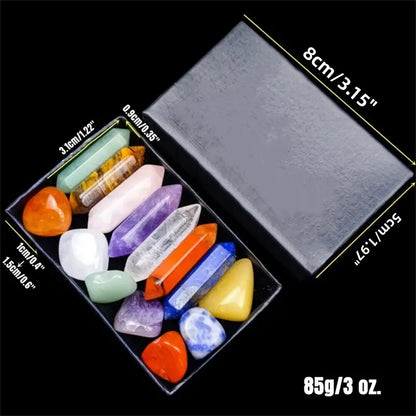 Hexagon Pointed Quartz Crystal Set Chakra Healing Stones & Rose Quartz Gems for Meditation & Bedroom Decor