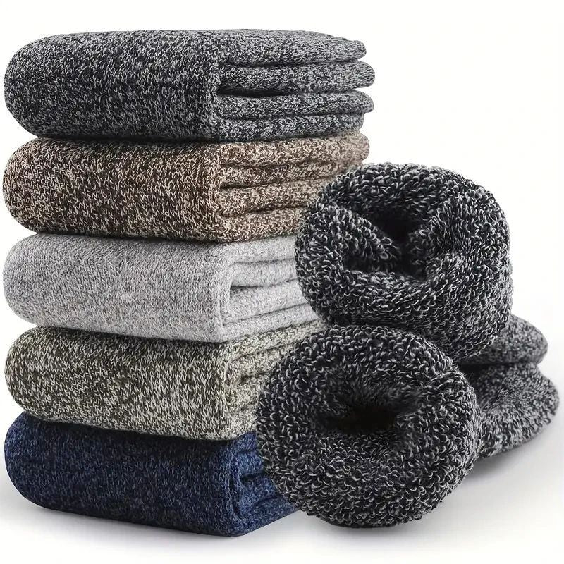 Winter Warm Thick Wool Socks for Men, Merino Wool Slipper Socks with Towel Bottom Against Cold & Snow