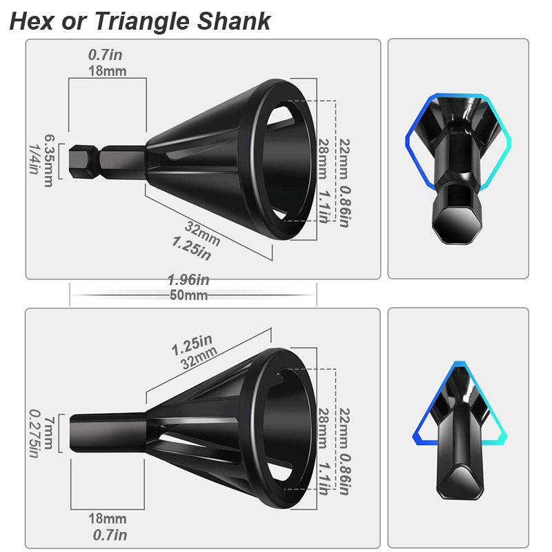 Hexagon  Triangle Trimming Drill Bit Professional Burr Removal Tool For Metal Stainless Steel  Copp