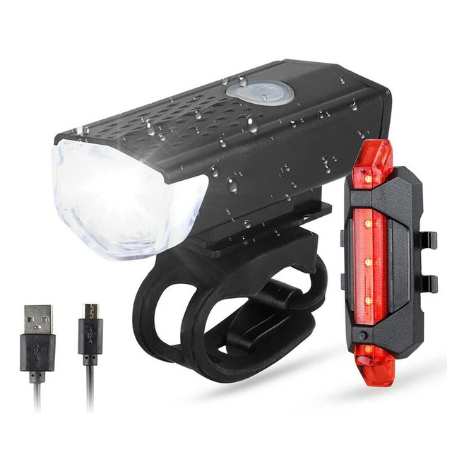 USB Rechargeable Bike Light Set Easy To Install Front  Taillight For Bicycle Accessories 7