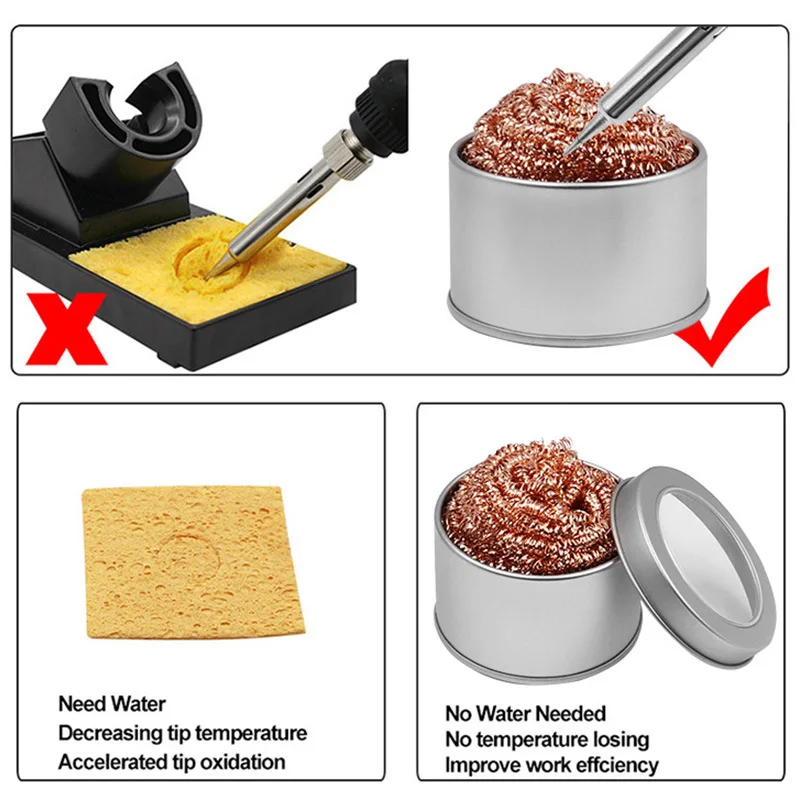 Professional Soldering Iron Tip Cleaner Ball  Steel Wire Desoldering Tool For Quick Waste Removal   2