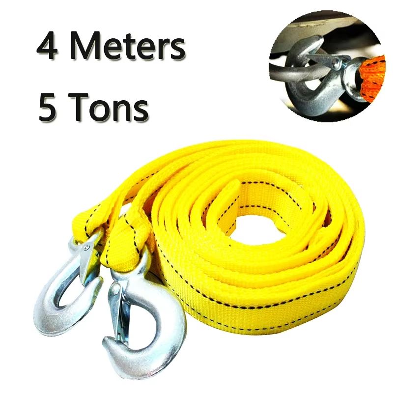 Heavy Duty Car Tow Cable, Recovery Rope with Forged Hooks for Trailers, Vans & Roadside Emergencies