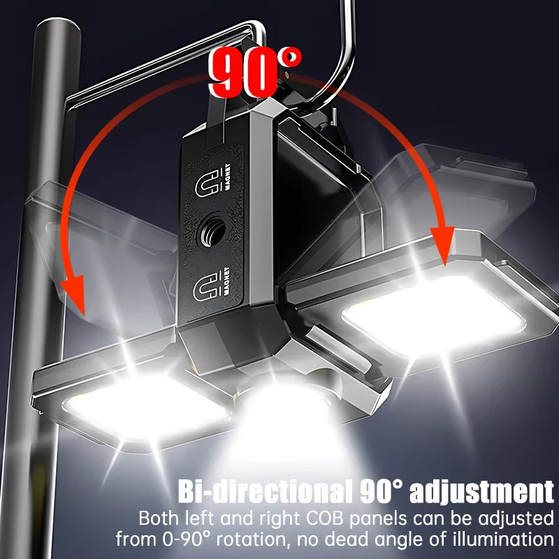 Mini Flashlight Keychain USB Rechargeable COB Work Light with 90° Foldable Side Lights, Super Bright Portable Lantern