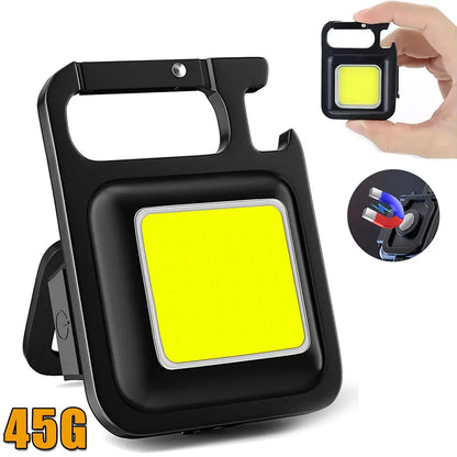 Mini Flashlight Keychain USB Rechargeable COB Work Light With 90 Foldable Side Lights Super Bright  8